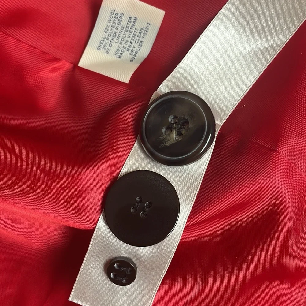 St. Johns Bay Red Wool Coat- front pockets- interior lining pocket- size Large - Picture 6 of 16